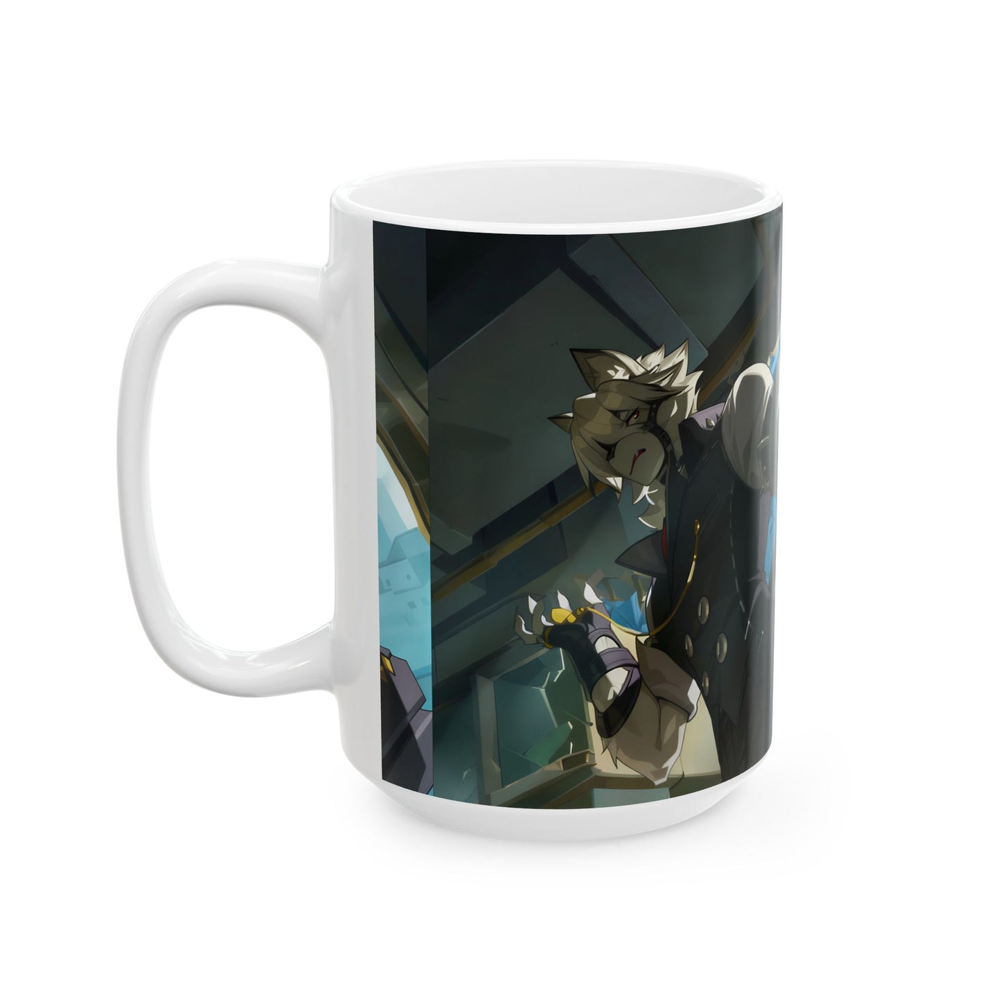 Anime Gothic Warrior Ceramic Mug — Dark Fantasy Character Coffee Cup (11oz, 15oz)Fan-made doujin goods （high resolution）