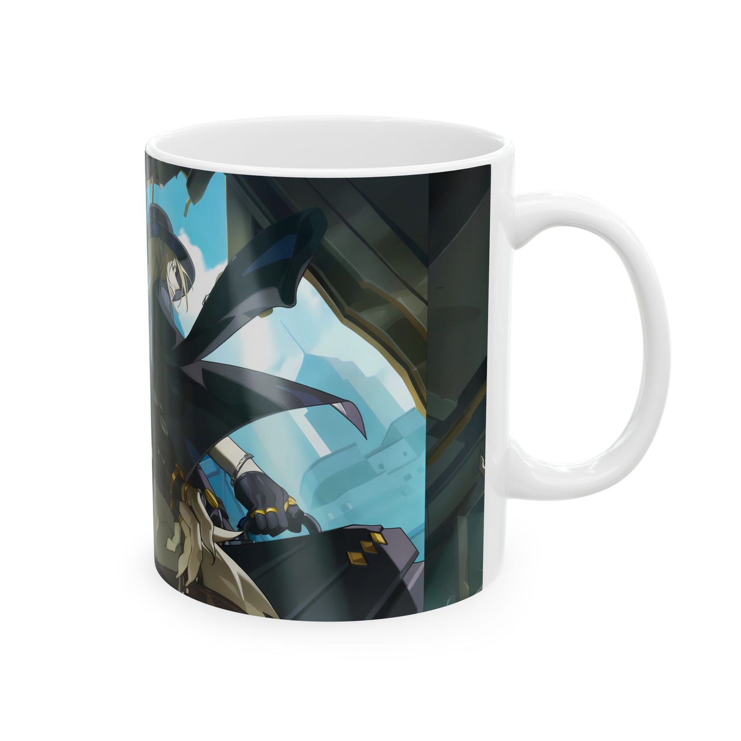 Anime Gothic Warrior Ceramic Mug — Dark Fantasy Character Coffee Cup (11oz, 15oz)Fan-made doujin goods （high resolution）